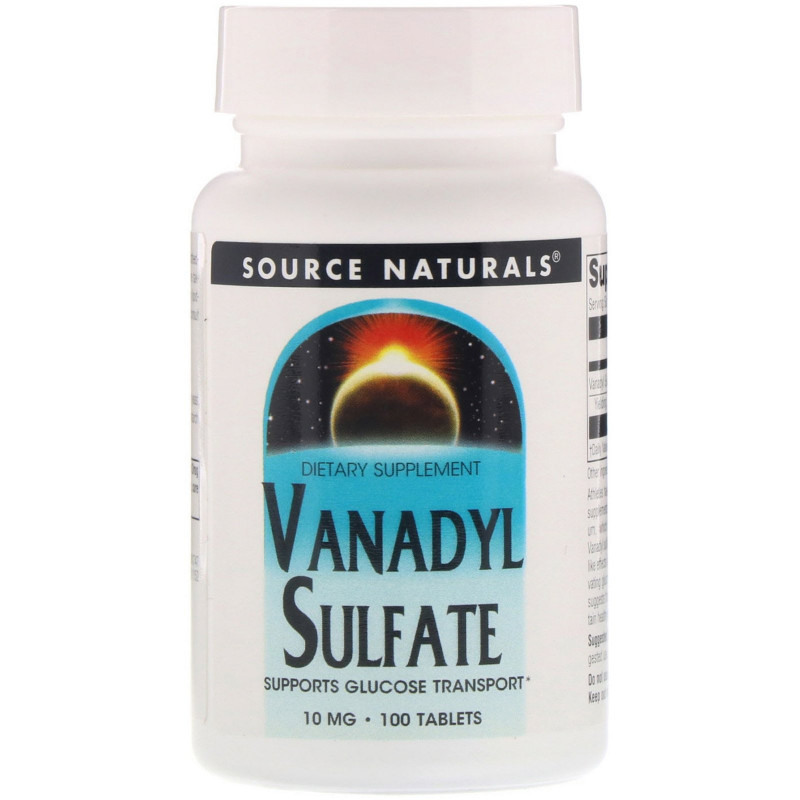 Source Naturals, Ванадила сульфат, 10 мг, 100 таблеток