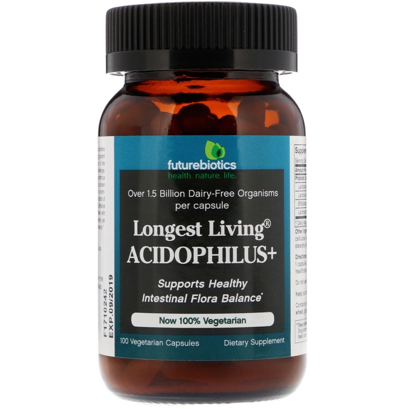 FutureBiotics, Longest Living Acidophilus+, 100 Vegetarian Capsules