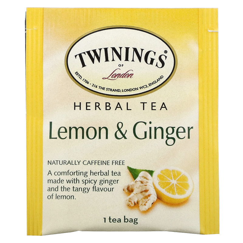 Twinings, травяной чай, без кофеина, лимон и имбирь, 25 пакетиков, 1,32 унции (37,5 г)