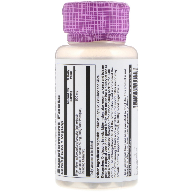 Solaray, Bitter Melon Fruit Extract, 500 mg, 30 VegCaps