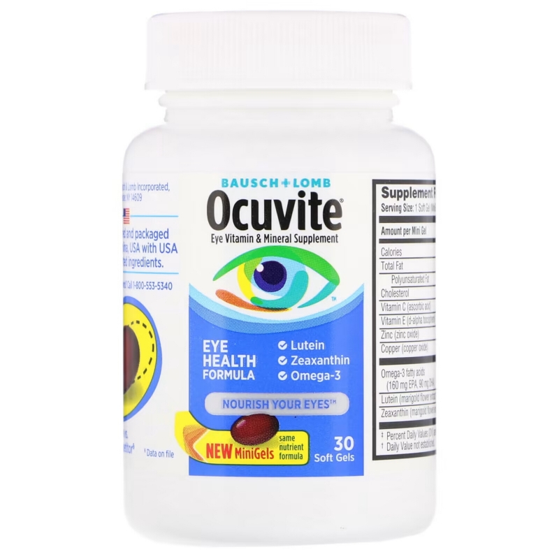 Bausch & Lomb Ocuvite, Формула Здоровья Глаз, 30 Гелевых Капсул