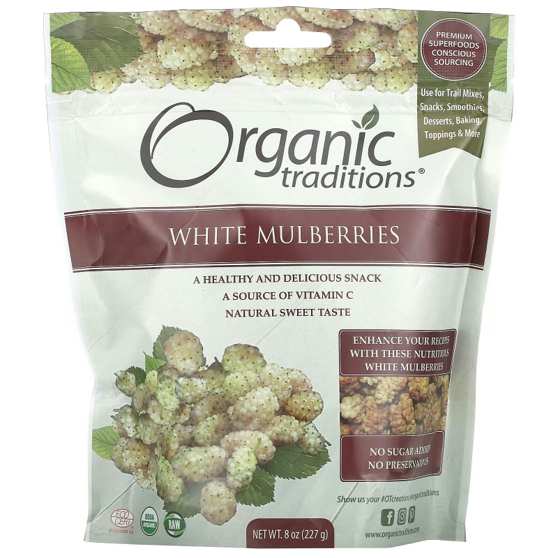 Organic Traditions, White Mulberries, 8 oz (227 g)