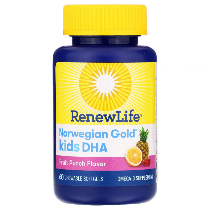 Renew Life "Норвежское золото" ДГК для детей фруктовый вкус 60 жевательных мягких капсул