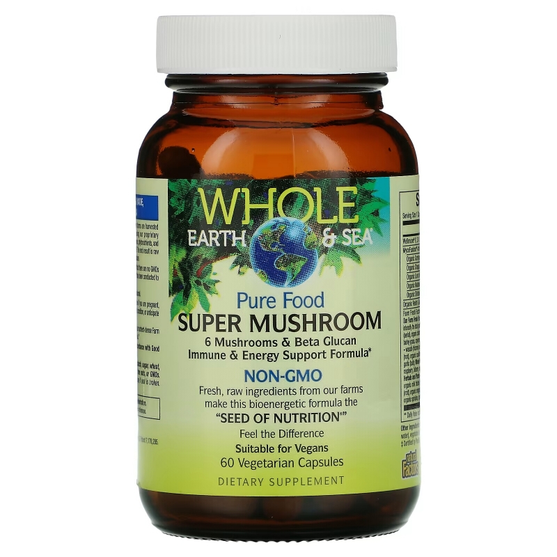 Natural Factors, Whole Earth & Sea, Super Mushroom, 60 Vegetarian Capsules