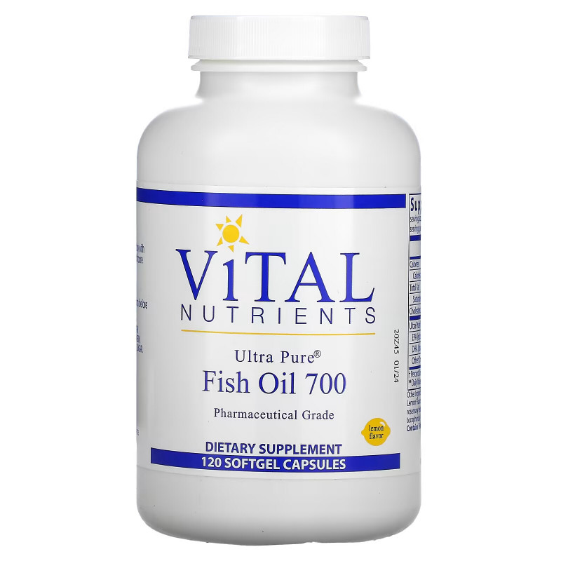 Vital Nutrients, Ultra Pure Fish Oil 700, Lemon, 120 Softgel Capsules