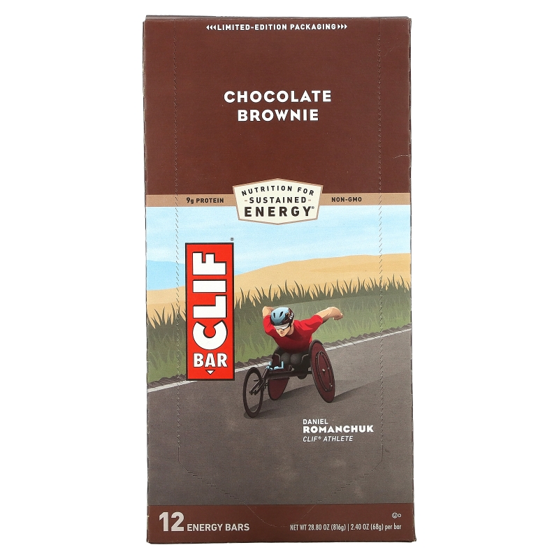 Clif Bar, Энергетический батончик, Шоколадный брауни, 12 батончиков, 2,40 унц. (68 г) каждый