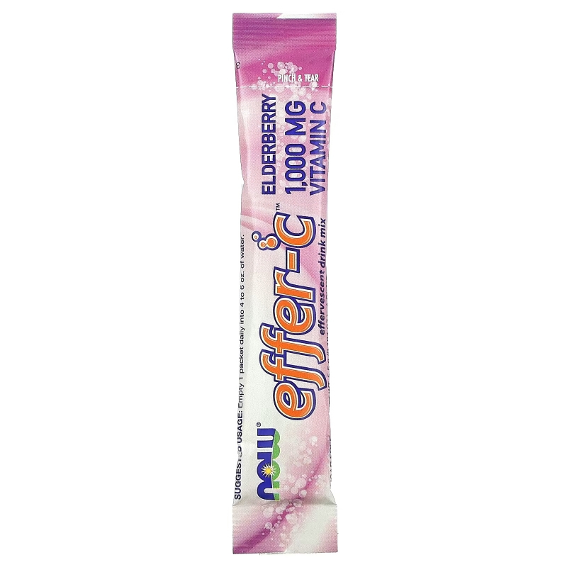 Now Foods Effer-C шипучий напиток с бузиной 30 пакетов по 5,5 г каждый