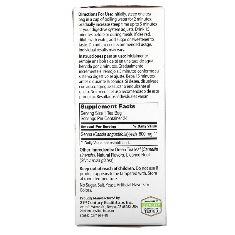 21st Century Health Care Травяной чай для похудения со вкусом лимона и лайма 24 чайных пакетика 16 унции (45 г)