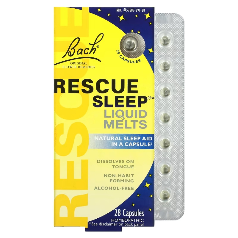 Bach, Original Flower Remedies, Rescue Sleep Liquid Melts, 28 Capsules