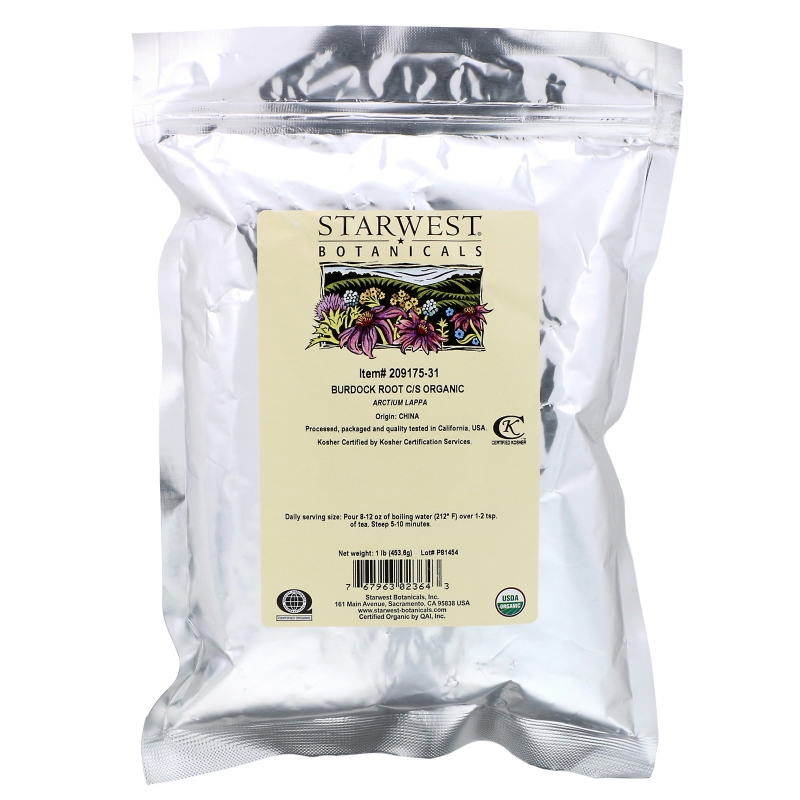 Starwest Botanicals Burdock Root C/S Organic 1 lb