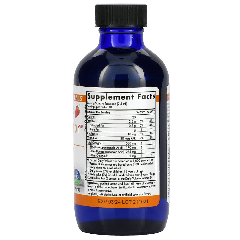 Nordic Naturals, DHA Junior, Великолепно для детей 3+, Со вкусом клубники, 4 ж. унц.(119 мл)