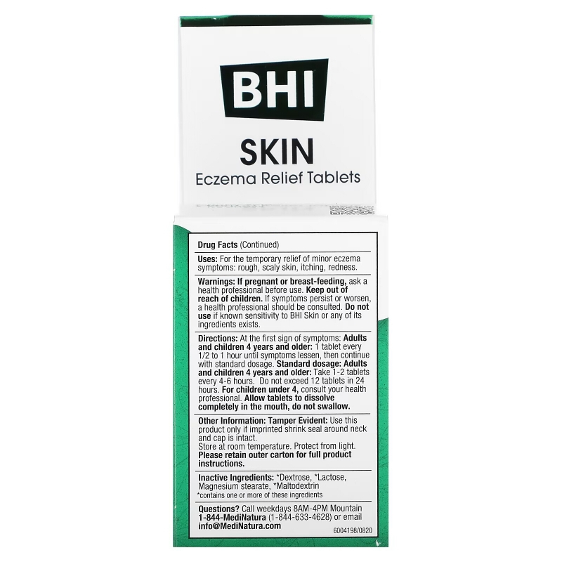 MediNatura, BHI, Skin Eczema Relief Tablets, 100 Tablets