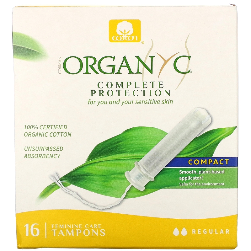 Organyc, Organic Tampons, Compact, 16 Regular Absorbency Tampons