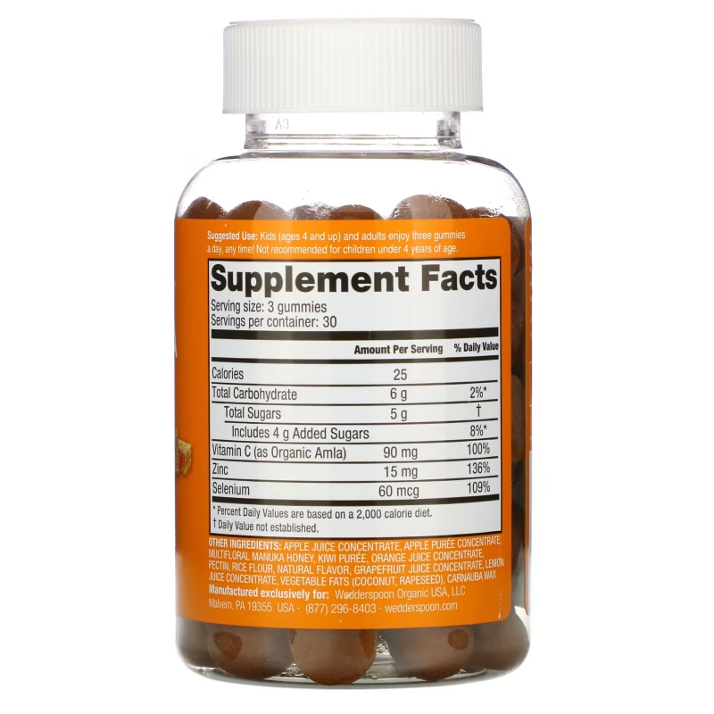 Wedderspoon, Manuka Honey, Immunity Gummies, Citrus, 90 Gummies