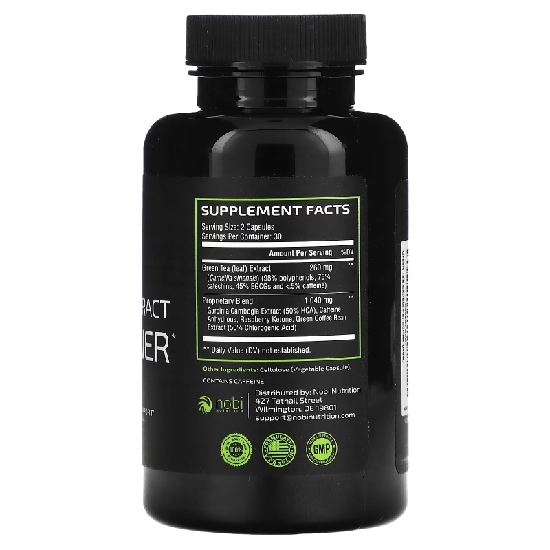 Nobi Nutrition, Premium Green Tea Extract Fat Burner with EGCG, 60 Capsules
