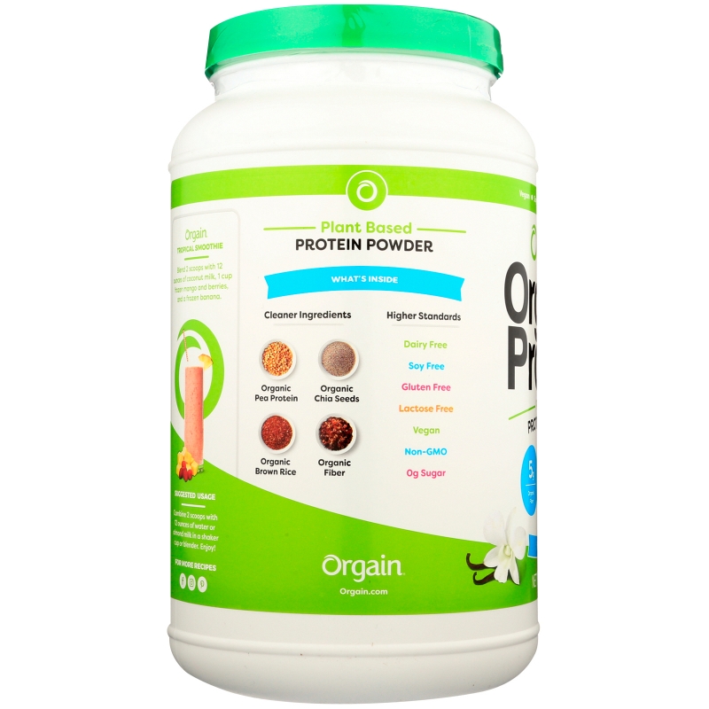 Orgain, Organic Protein Plant Based Powder, Sweet Vanilla Bean, 2.03 lbs (920 g)