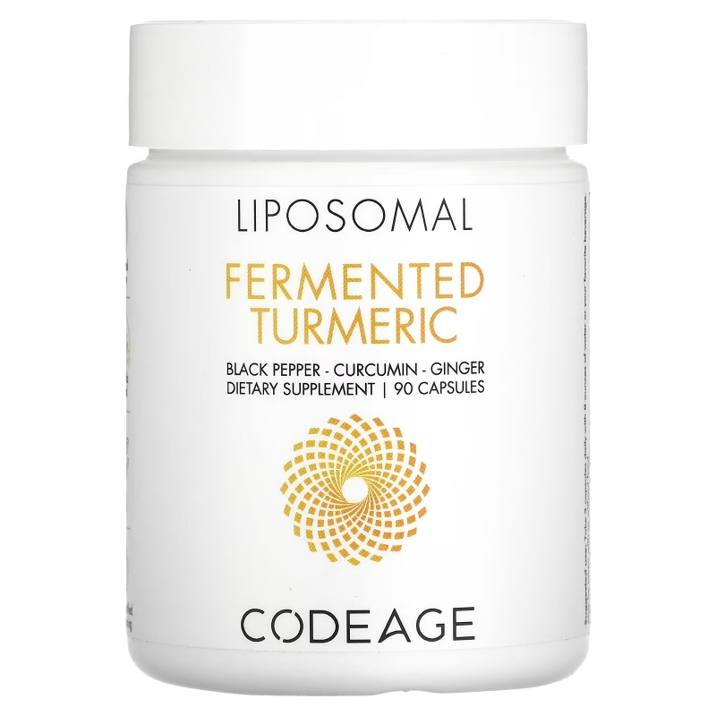 Codeage, Liposomal, Fermented Turmeric, Black Pepper, Curcumin, Ginger, 90 Capsules