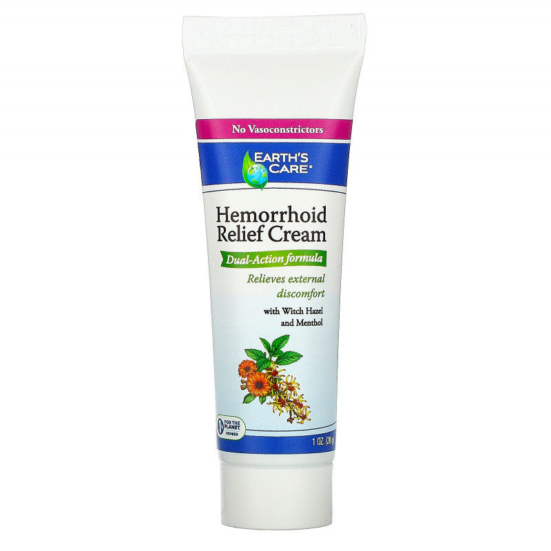 Earth's Care, Hemorrhoid Relief Cream, with Witch Hazel and Menthol, 1 oz (28 g)