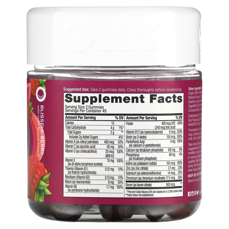 OLLY, Women's Multi, Blissful Berry , 90 Gummies