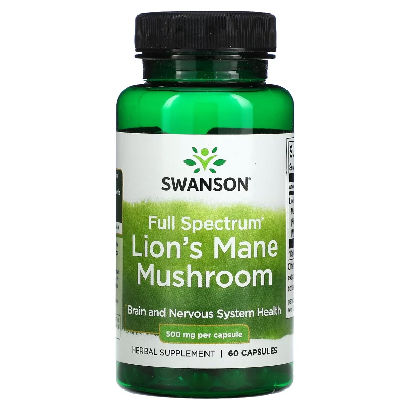 Swanson, Full Spectrum Lion's Mane Mushroom, 500 mg, 60 Capsules