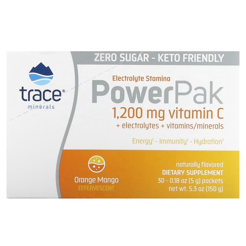 Trace Minerals ®, PowerPak, Orange Mango, 30 Packets, 0.18 oz (5 g) Each