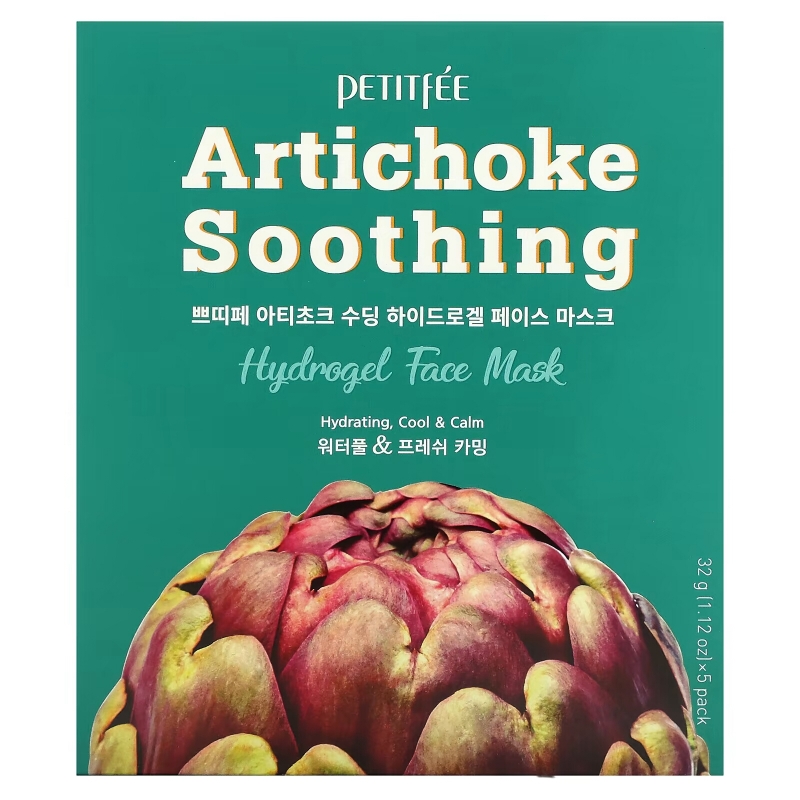 Petitfee, Artichoke Soothing, Hydrogel Face Mask, 5 Sheets, 1.12 oz (32 g) Each