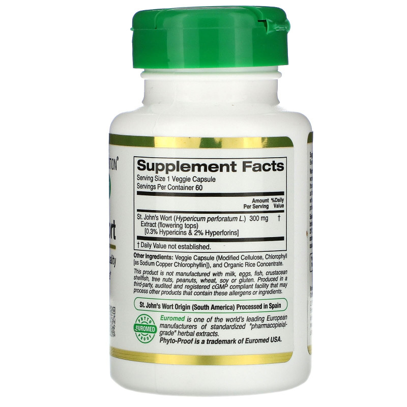 California Gold Nutrition, Экстракт зверобоя, EuroHerbs, европейское качество, 300 мг, 60 вегетарианских капсул
