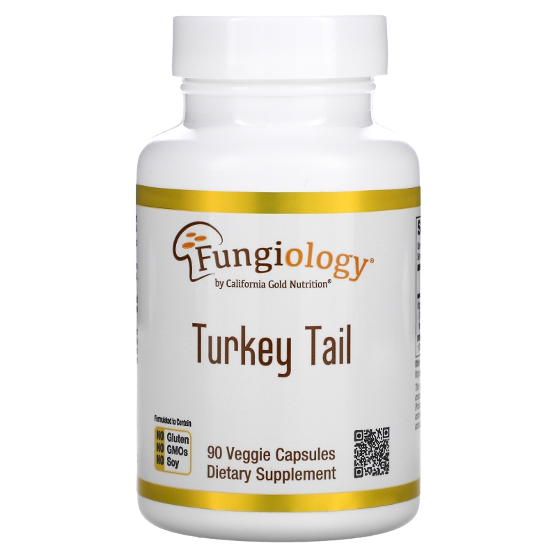 California Gold Nutrition, Fungiology, Full-Spectrum Turkey Tail, 90 Planetcaps