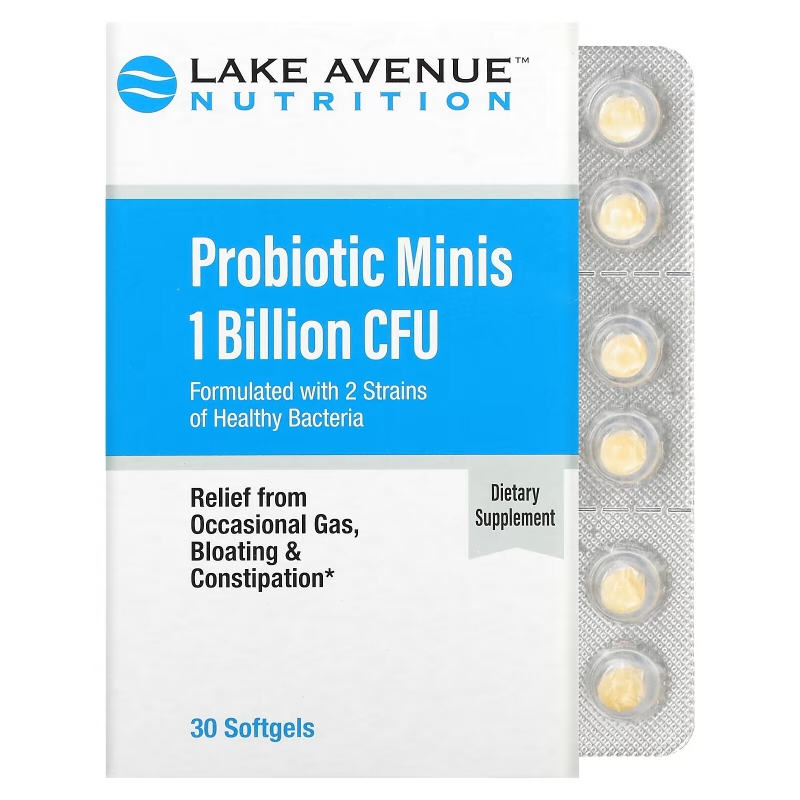 Lake Avenue Nutrition, Probiotic Minis, 2 Strains of Healthy Bacteria, 1 Billion CFU, 30 Mini Softgels
