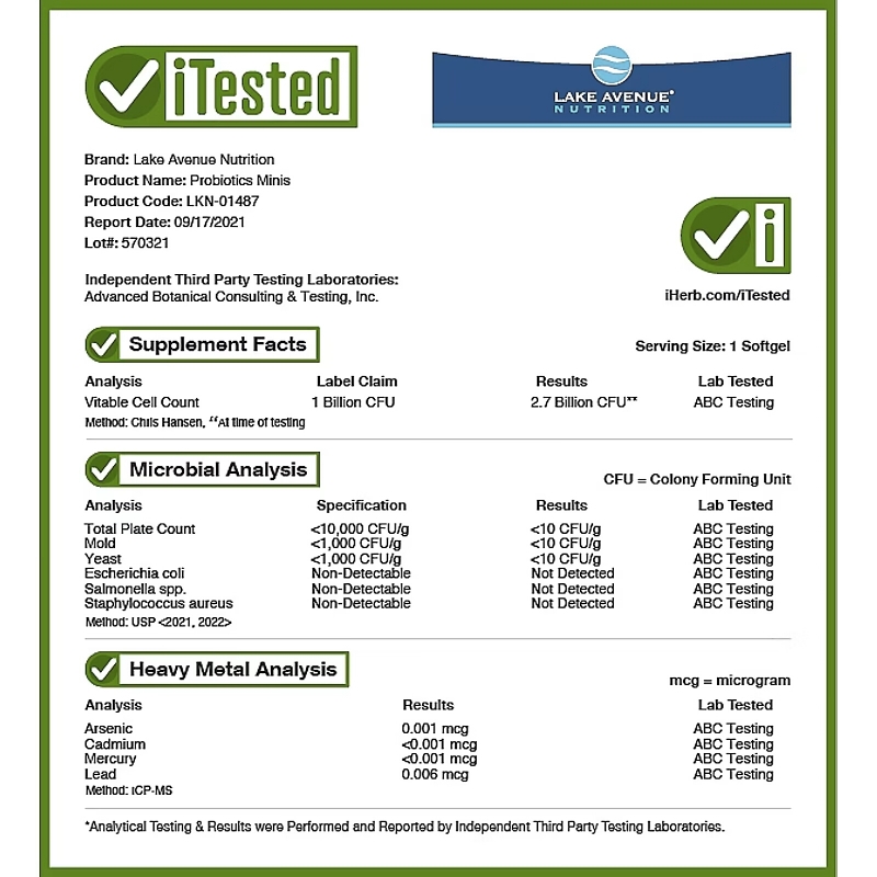 Lake Avenue Nutrition, Probiotic Minis, 2 Strains of Healthy Bacteria, 1 Billion CFU, 90 Mini Softgels