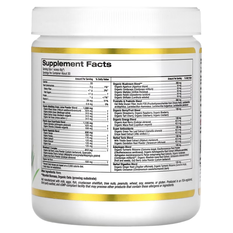 California Gold Nutrition, SUPERFOODS - Supergreens + Superfoods, 6.42 oz (182 g)