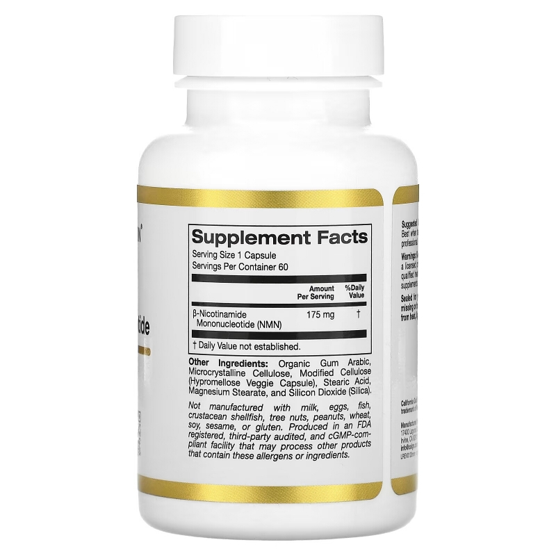 California Gold Nutrition, NMN (Nicotinamide Mononucleotide), 175 mg, 60 Veggie Capsules